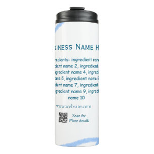 Ingredients name add business name website QR code Thermal Tumbler