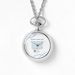 Ingredients name add business name website QR code Watch