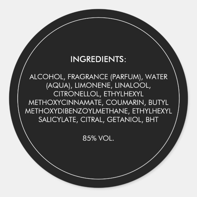 Ingredients Product Label (Front)