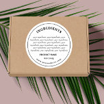 Ingredients Product Label<br><div class="desc">Modern,  simple design in black and white for personalized business ingredients product labels. Personalize this design for yourself! If you need to change text size,  text position just select the ''Customize it'' button and adjust the design for yourself.</div>