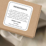 Ingredients Product Label<br><div class="desc">Modern,  simple design in black and white for personalized business ingredients product labels. Personalize this design for yourself! If you need to change text size,  text position just select the ''Customize it'' button and adjust the design for yourself.</div>