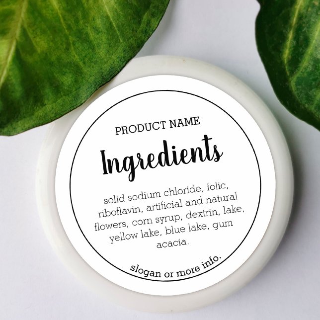 Ingredients Product Label | Modern, Simple Sticker (Creator Uploaded)