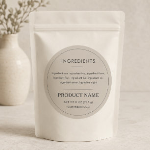 Ingredients Product Small Business Label