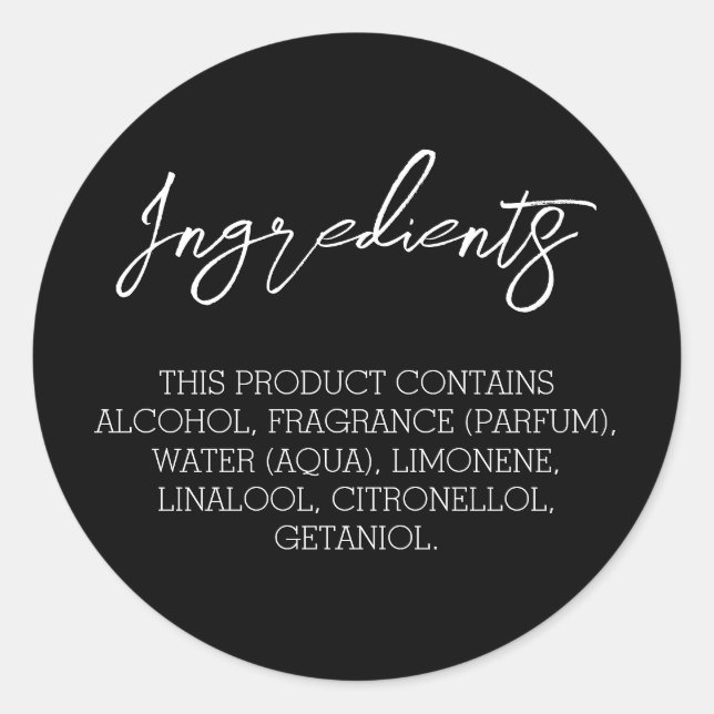 Ingrédients Stickers Étiquette produit (Devant)