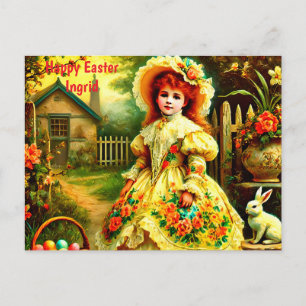 INGRID ~ HAPPY EASTER BUNNY GREETING ~ HOLIDAY POSTCARD