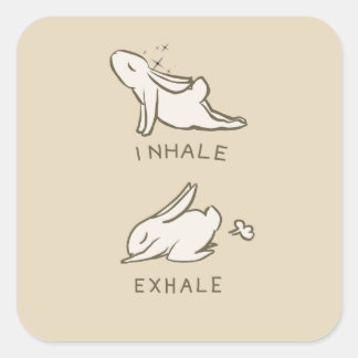 Inhale and exhale bunny square sticker