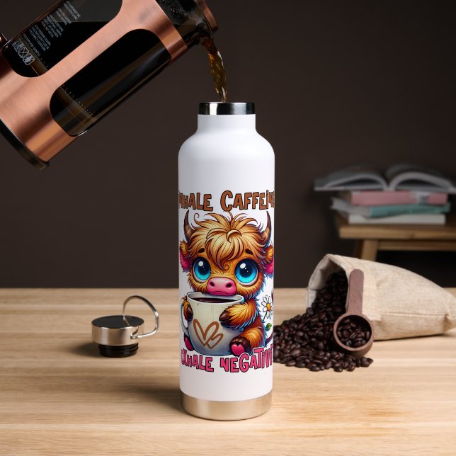 Inhale Caffeine Exhale Negativity  Water Bottle (Coffee (Rotated))