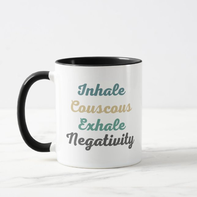 Inhale Couscous Exhale Négativité Mugs et tasses (Gauche)