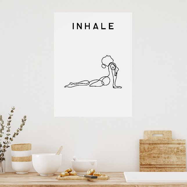 Inhale Exhale Breathing Yoga pose modern studio Poster (Kitchen)