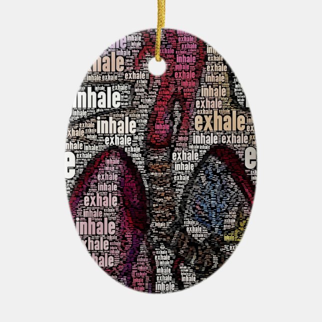 Inhale exhale ceramic ornament (Front)