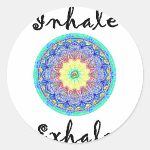 inhale exhale classic round sticker