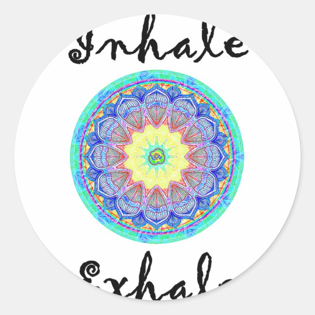 inhale exhale classic round sticker (Front)