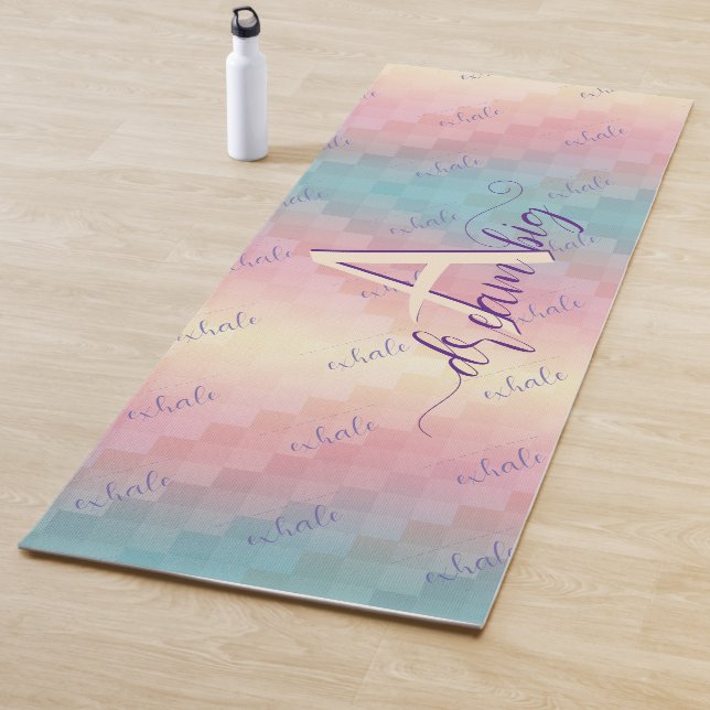 Inhale Exhale Dream Big Motivational Pastel Ombre  Yoga Mat (In Situ)