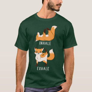 Inhale Exhale Fox Funny Woodland Animal Yoga Premi T-Shirt