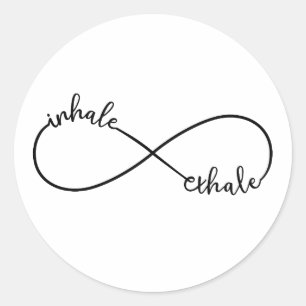 Inhale, exhale, infinity sign classic round sticker