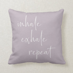 Inhale Exhale Inspirational Quote Minimalist Lilac Throw Pillow