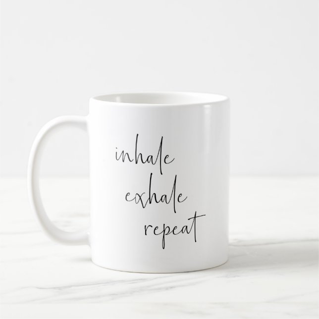 Inhale Exhale Meditation Calm Breathe Minimalist Coffee Mug (Left)