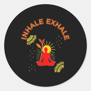 Inhale Exhale Meditation Energy Mandala Art  Classic Round Sticker