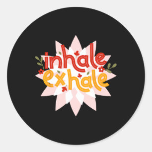 Inhale Exhale Meditation Energy Mandala Art Yoga W Classic Round Sticker