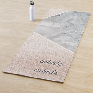 Inhale Exhale Modern Glitter Sprinkle and Marble Yoga Mat