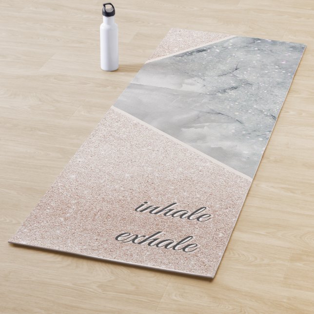 Inhale Exhale Modern Glitter Sprinkle and Marble Yoga Mat (In Situ)