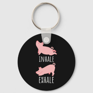 Inhale Exhale Pig Yoga Meditation Workout Exercise Keychain