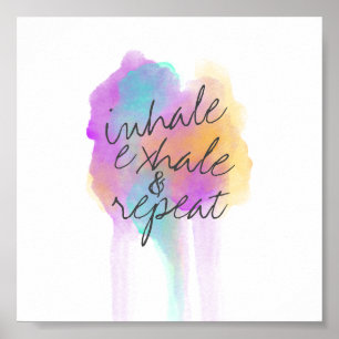 inhale exhale poster text on watercolor art