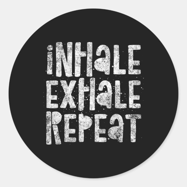 Inhale, Exhale, Repeat, Breath Exercise Calming Yo Classic Round Sticker (Front)