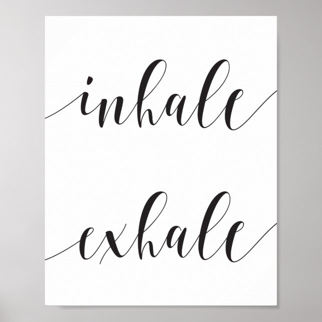 Inhale Exhale Yoga Meditation Modern Typography Poster (Front)