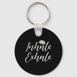 Inhale Exhale Yoga Mindfulness Meditation Lotus Ca Keychain