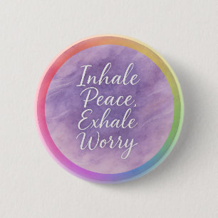 Inhale Peace Exhale Worry Lavender Watercolor 2 Inch Round Button