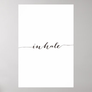 Inhale print, Minimalist typography art, Breath Poster