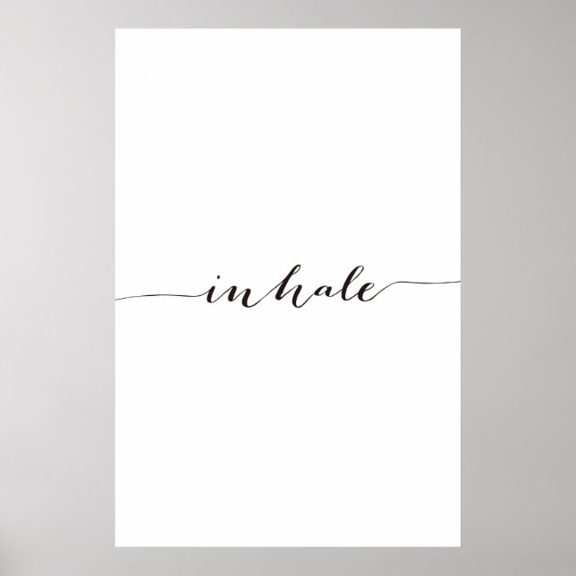 Inhale print, Minimalist typography art, Breath Poster (Front)