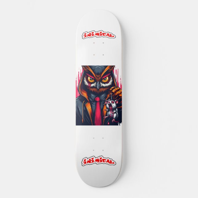 Inimical Apex Predator Series Red Owl X skateboard (Front)
