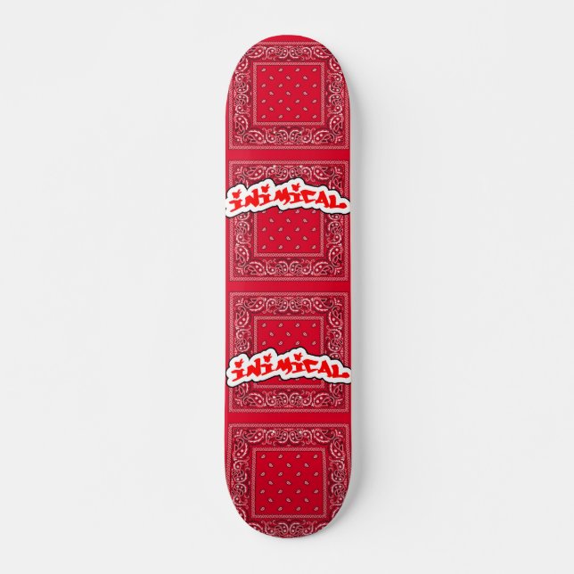 Inimical Red Paisley  Skateboard (Front)