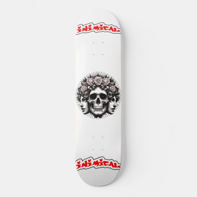 Inimical Rose Skull  Skateboard (Front)