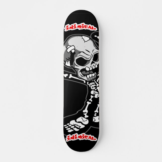 Inimical Skull Skeleton Skateboard (Front)