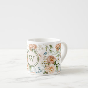 Initial, 1600s Dutch Florals Hydrangea Peony 6oz Espresso Cup
