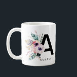 Initial 'A' Alphabet Mug Monogram Boho Watercolour<br><div class="desc">This letter 'A' Alphabet Mug is just so pretty with beautiful watercolour feathers and flowers. It is simple to customize with a name - You can even change the background color too - Easy peasy! Check out our Printique Creative store for more customizable designs….and of course more letters in the...</div>