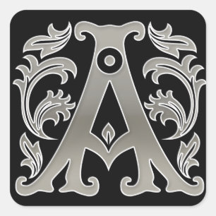 Initial A Capital Letter Sticker in Silver