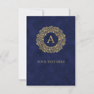 Initial A golden Damask Classic Pattern  Thank You Card