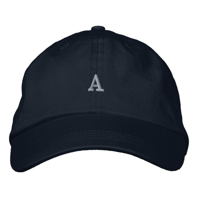 Initial A Letter Monogram Embroidered Baseball Cap (Front)