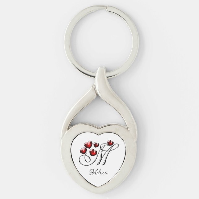 Initial and Hearts Keychain (Front)