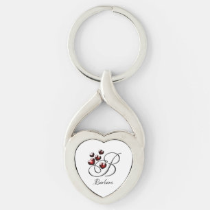 Initial and Hearts Keychain