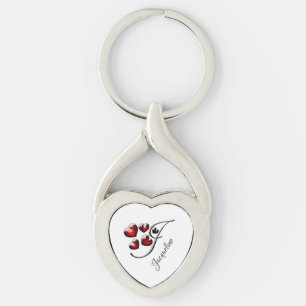Initial and Hearts Keychain