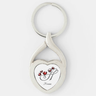 Initial and Hearts Keychain
