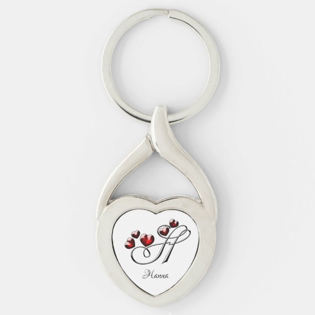 Initial and Hearts Keychain (Front)