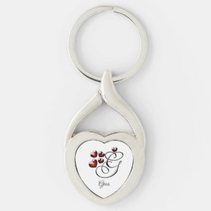 Initial and Hearts Keychain