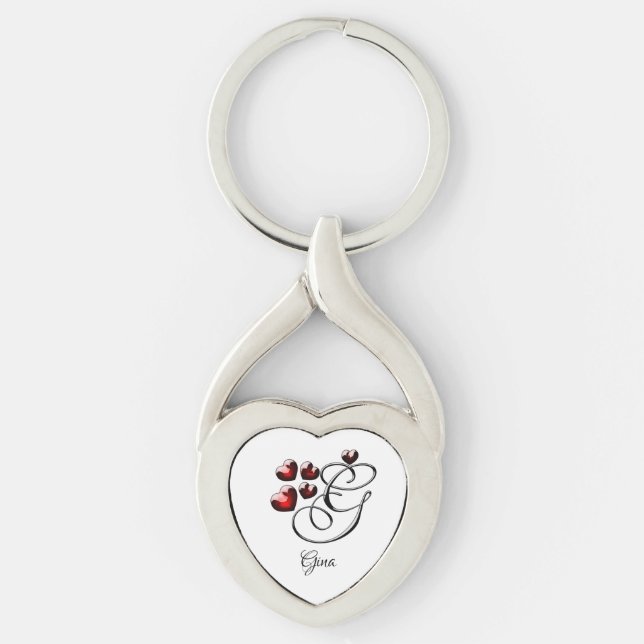 Initial and Hearts Keychain (Front)