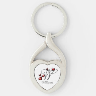 Initial and Hearts Keychain